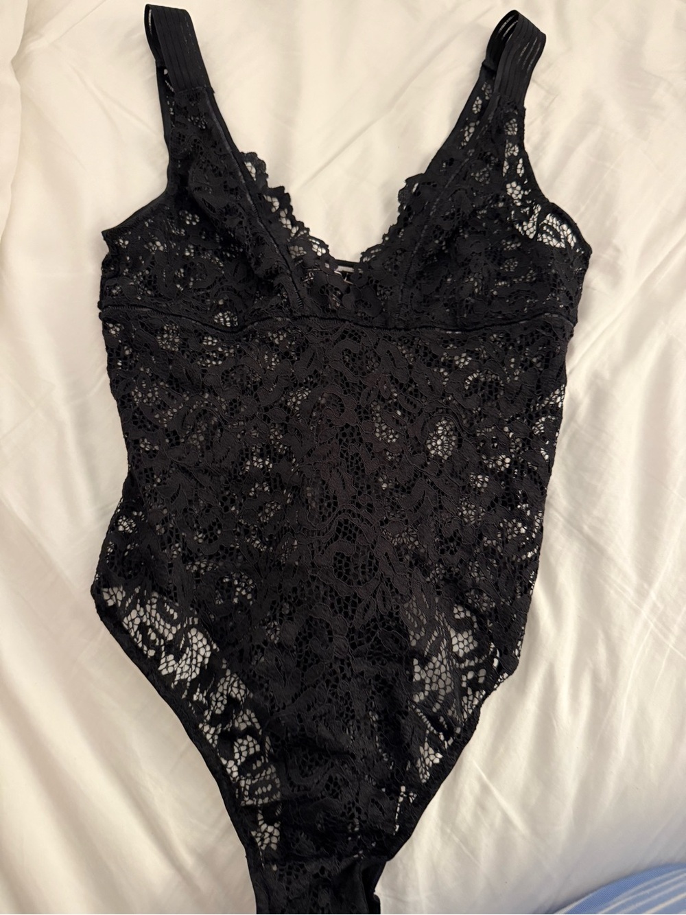 Victoria’s Secret Black Lace V-Neck Teddy Bodysuit Lingerie